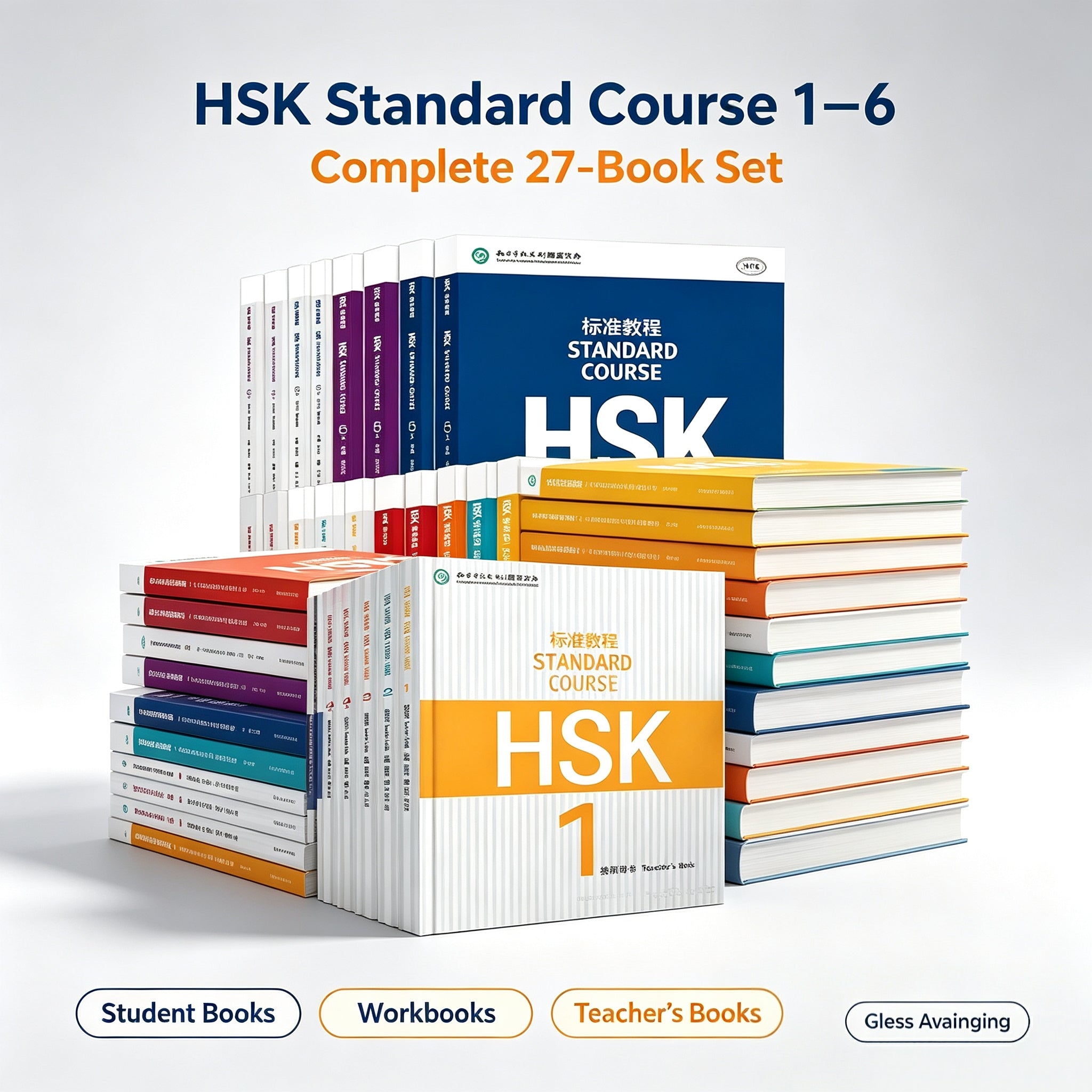 HSK Standard Course Complete 27 Books Set Level 1‑6 | Student Books + Workbooks + Teacher’s Books, Official Mandarin Chinese Textbook